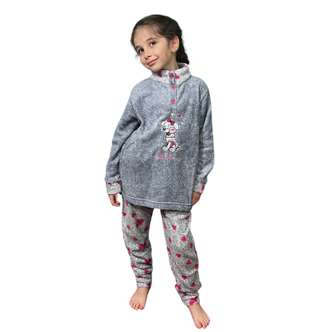 Pijama Niña Corazones T6 Gris