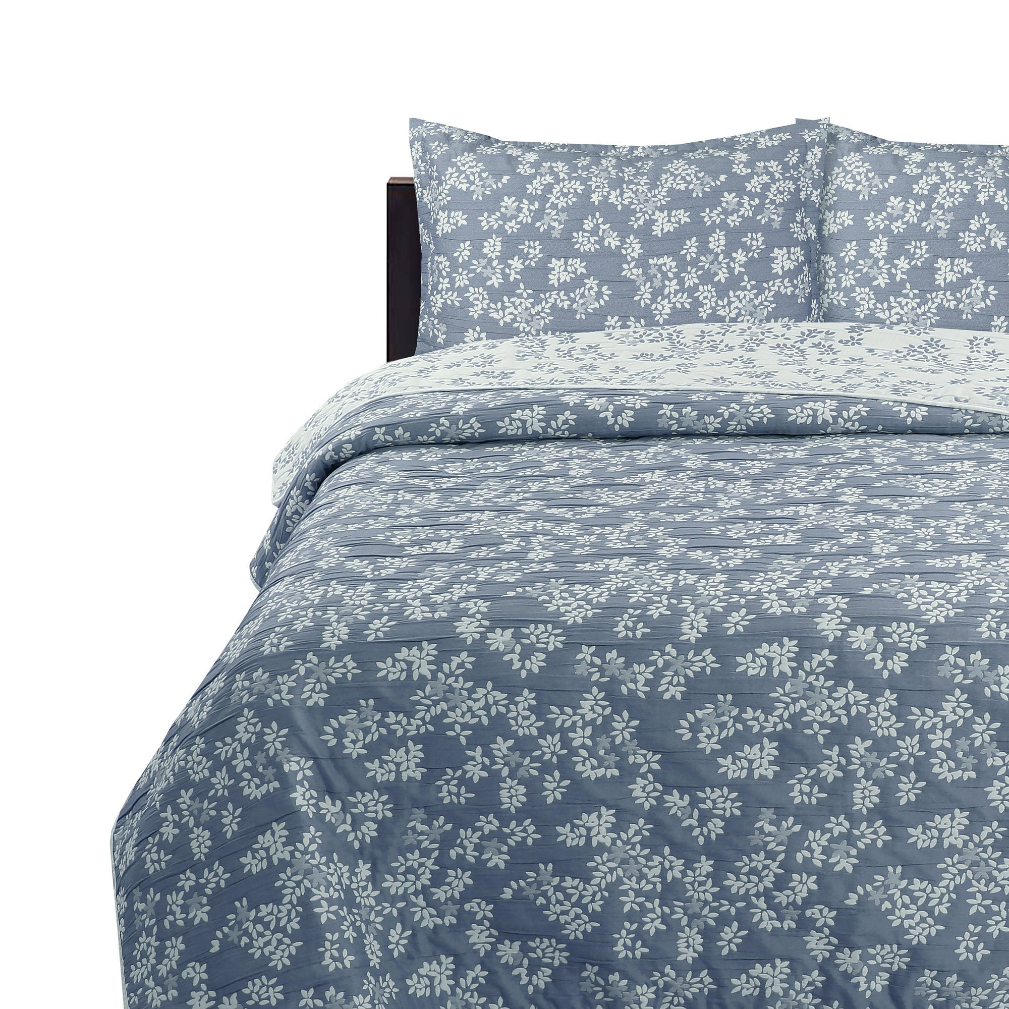 Cubrecama Jacquard Bordado King Azul