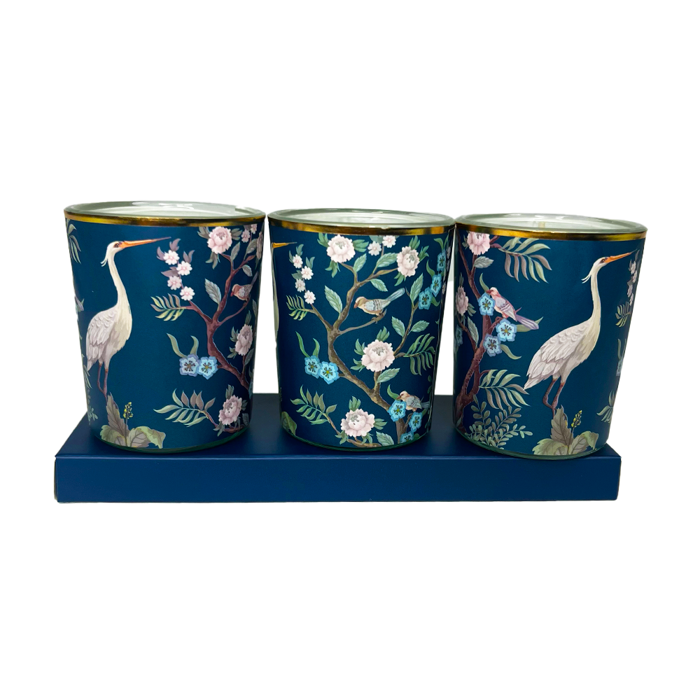 Set de 3 velas bird azul de 5 x 6 cm