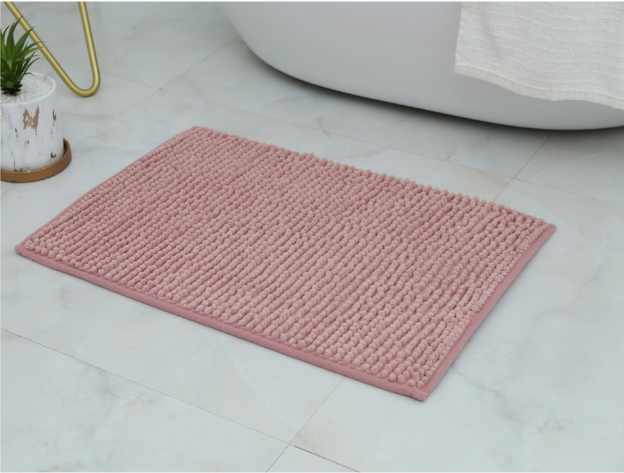 Piso De Baño Chenille 40X60Cm Color Rosado