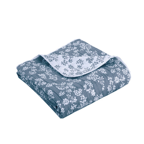 Cubrecama Jacquard Bordado King Azul