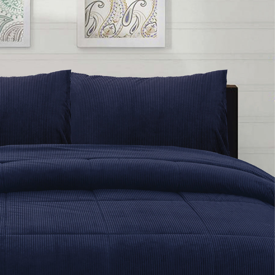 Cubrecama Corduroy Termico 2P - Azul Indigo