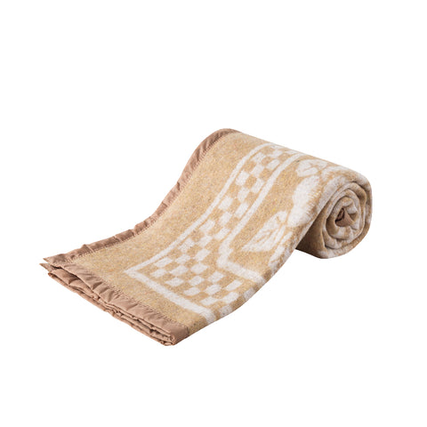 Frazada Termica Borde Satinado Flores 2P Beige